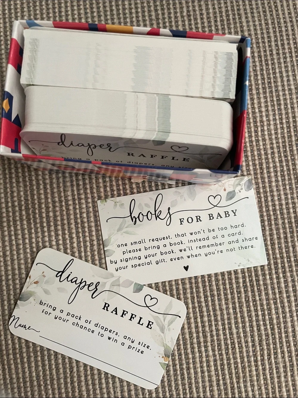 Diaper Raffle & Books for Baby Cards - Floral Green Accent (Unbranded)